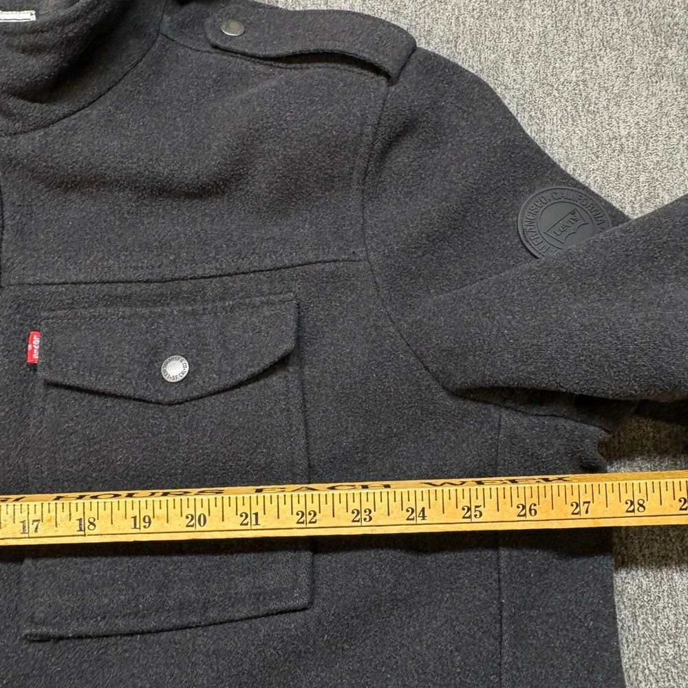 Levis Mens Wool Blend Hooded Field Jacket Charcoal Grey XXL Military Chore‎ Coat